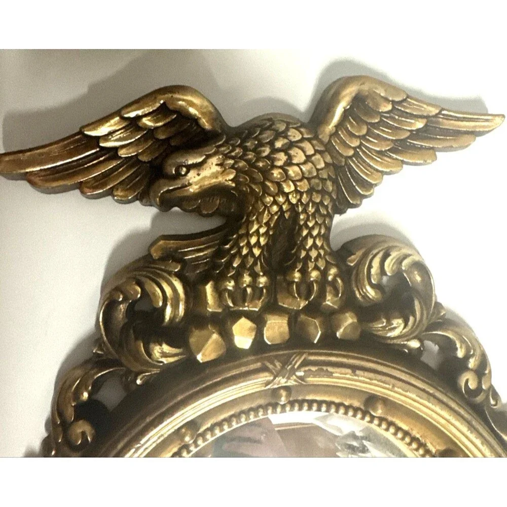 Vintage Large 16.5 X 10 SYROCO 1960 Wall CONVEX Mirror Federal EAGLE 4010 Gold
